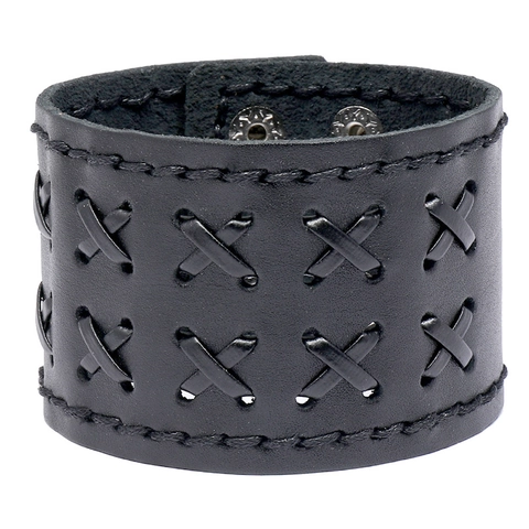 Vintage Handgewebtes Breites Lederarmband Für Herren Punk Rock Rindsleder Manschette Mit Verstellbaren Metall Druckknöpfen Retro Schmuck