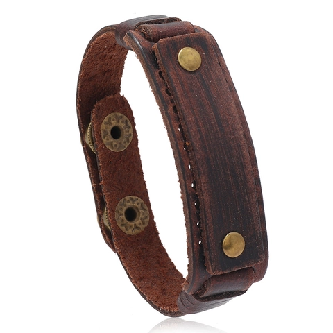 Vintage Rindsleder Armband Für Herren Damen Punk Rock Legierung Nieten Verstellbares Wickelarmband Handgefertigter Schmuck