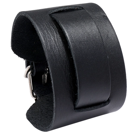 Bracciale in Vera Pelle Larga Cuff Uomo Donna Punk Rock Intrecciato Pelle di Vacca Cinturino Fibbia Metallo Regolabile Gioielli