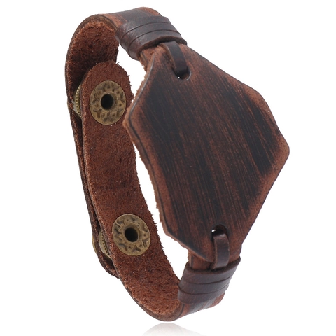 Vintage Punk Echtleder Armband Für Herren Handgefertigtes Rindsleder Eisen Manschettenarmband Verstellbares Retro Armband Schmuck