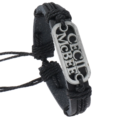 Vintage Leder Geflochtenes Armband Für Damen Herren Verstellbar Retro Legierung Metallplatte Punk Stil Mode Schmuck