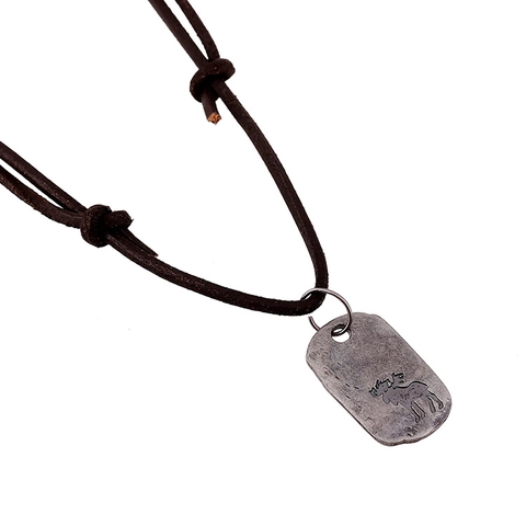 Punk Retro Echtes Rindsleder Halskette Für Herren Legierung Elch Anhänger Verstellbare Kordelkette Western Outdoor Schmuck