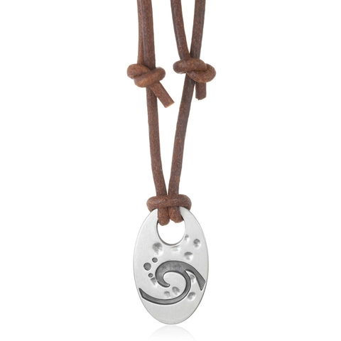 Vintage Rindsleder Anhänger Halskette Für Damen Herren Verstellbares Seil Legierung Geometrische Spirale Choker Retro Schmuck Geschenk