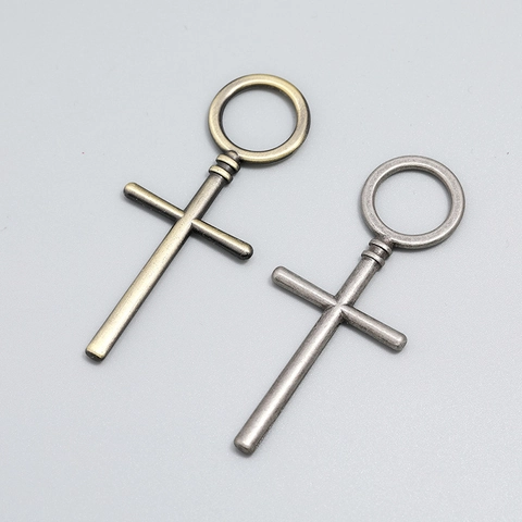 Vintage Alloy Cross Pendant For DIY Jewelry Making Retro Antique Bronze Silver Religious Charm Handicraft Accessories
