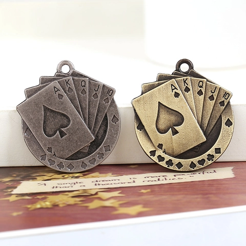 Dijes De Cartas De Póker De Aleación Vintage Diseño Escalera Real Para Collar Pulsera Bricolaje Joyería Bronce Plata