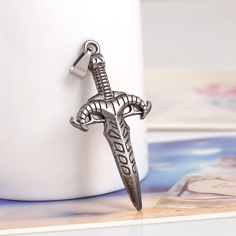Vintage Alloy Dagger Sword Shape Pendant Necklace DIY Jewelry Making Accessories Antique Bronze Silver Gothic Punk Style Charms