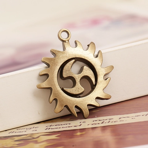 Retro Alloy Solar Gear Pendants With Mitsu-tomoe Pattern Antique Bronze And Silver DIY Jewelry Making Charms For Necklace Bracelet