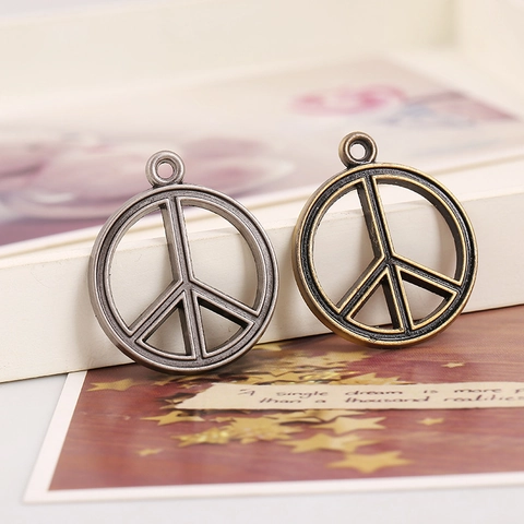 Vintage Alloy Peace Sign Pendant For DIY Jewelry Making Hollow Round CND Symbol Charm For Necklace Bracelet Accessory