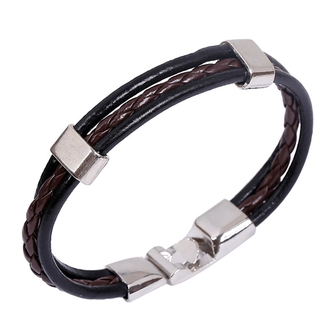 Vintage Herren Mehrlagiges Geflochtenes Rindsleder Armband Mit Legierung Schnalle Punk Casual Armreif Schmuck Für Damen Herren
