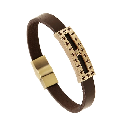 Gothic Malteserkreuz Echtes Rindsleder Armband Für Herren Legierung Vintage Punk Armreif Mit Magnetverschluss Schmuck Geschenk