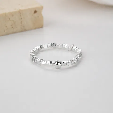 Echtes 925 Sterlingsilber Unregelmäßiger Crushed Textur Ring Für Damen Minimalistisch Geometrisch Verstellbarer Offener Ring