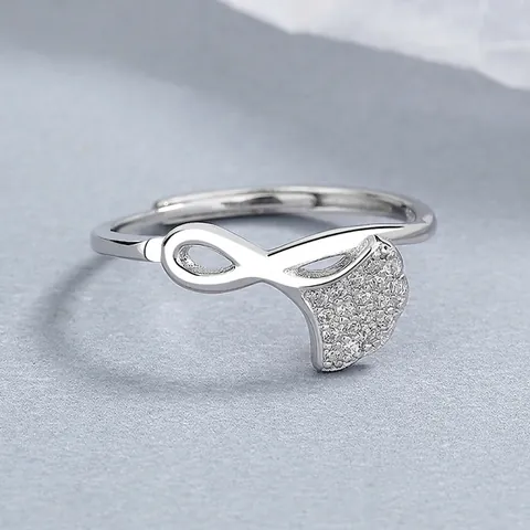925 Sterling Zilver Ginkgo Blad Open Ring Voor Vrouwen Minimalistisch Oneindigheidssymbool Strass Verstelbare Vingerring Sieraden Cadeau