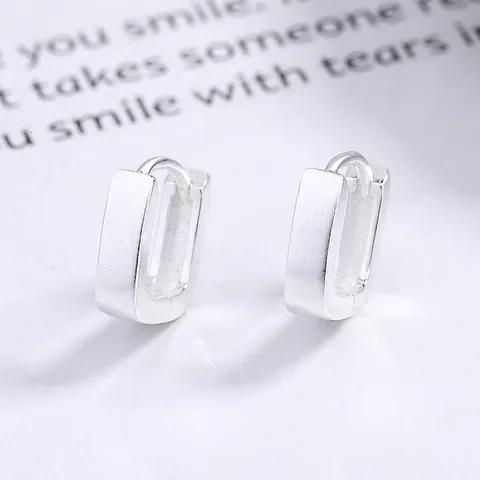 Minimalistische 925 Sterling Silber Rechteckige Creolen Gebürstete Matte Oberfläche Geometrische Ohrringe Für Damen Täglicher Schmuck