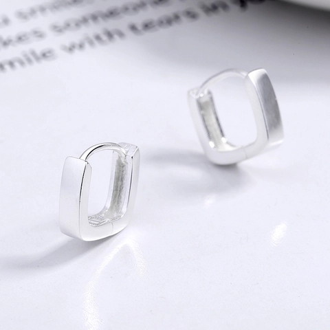 Minimalistische 925 Sterling Silber Rechteckige Creolen Gebürstete Matte Oberfläche Geometrische Ohrringe Für Damen Täglicher Schmuck