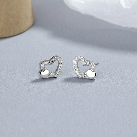 925 Sterling Silver Stud Earrings For Women Simple Rhinestone Heart Snowflake Clover Flower Crown Twist Star Elegant Fashion Jewelry Gift