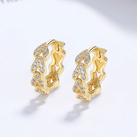 Luxury 925 Sterling Silver Wheat Ear Hoop Earrings For Women V-Shape Inlaid Rhinestone Chic Ins Style Fashion Jewelry