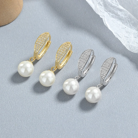 Orecchini in Argento Sterling 925 a Goccia d'Acqua con Perle per Donna Moda Strass Orecchini Pendenti Regalo Gioielli