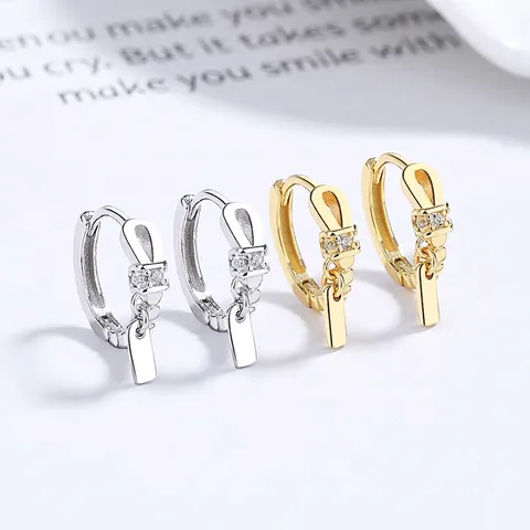 Orecchini a Cerchio Intrecciati in Argento Sterling 925 Con Strass per Donna Eleganti Orecchini Pendenti Geometrici Gioielli Regalo