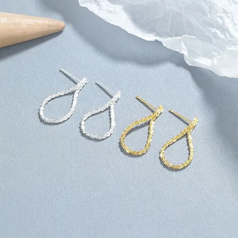 925 Sterling Silver Glimmering Cauliflower Chain Stud Earrings Geometric Teardrop Ear Studs For Women High-End Jewelry