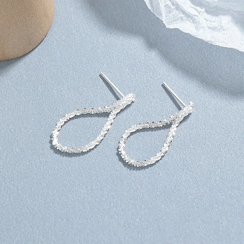 925 Sterling Silver Glimmering Cauliflower Chain Stud Earrings Geometric Teardrop Ear Studs For Women High-End Jewelry