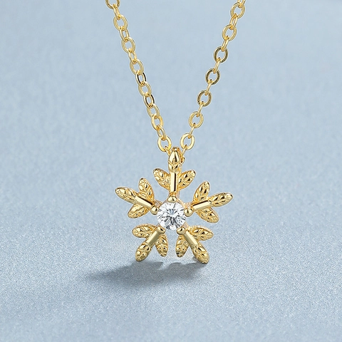 Collar de Colgante de Copo de Nieve de Plata de Ley 925 para Mujer Cadena de Clavícula de Strass Romántica Joyería Regalo