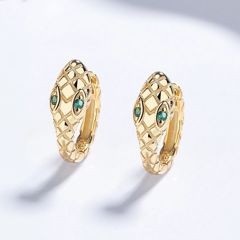 925 Sterlingsilber Schlangen Ohrringe Mode Serpent Creolen Mit Strass Grünen Augen Tierschmuck Für Damen