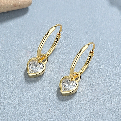 925 Sterling Zilveren Hart Strass Oorknoppen Voor Vrouwen Romantische Hartvormige Sprankelende Hangoorbellen Mode Sieraden