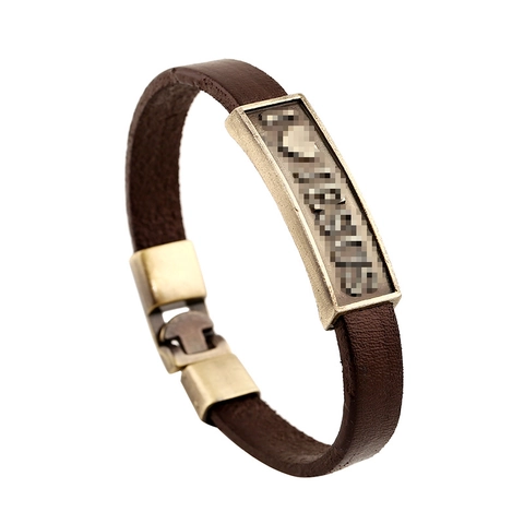 Vintage Herren Rindsleder Armband Legierung Religiöse Metallplatte Herz Buchstabe Charme Armreif Punk Retro Schmuck Zubehör