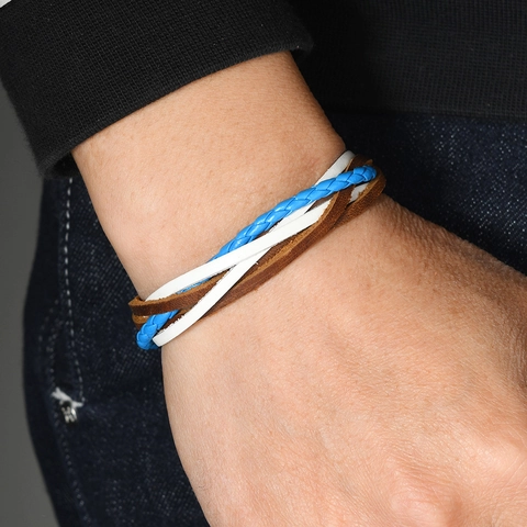 Multilayer Braided Leather Bracelet For Men Women Retro Bohemian Wrap Cord Wristband Adjustable Fashion Jewelry Hand Rope