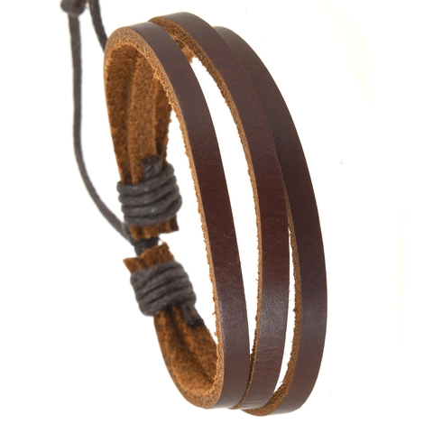 Retro Multilayer Hand-Woven Cowhide Leather Bracelet For Men Women Adjustable Wax Cord Minimalist Punk Style Wristband Jewelry