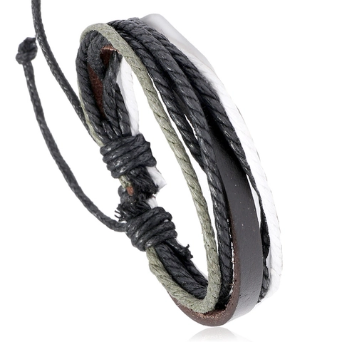 Vintage Geflochtenes Echtleder Armband Für Damen Herren Mehrlagiges Hanfseil Verstellbar Retro Ethno Stil Studenten Schmuck Geschenk