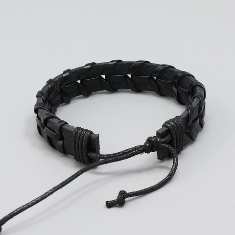 Retro Geflochtenes Lederarmband Für Herren Damen Rindsleder PU Wachsseil Mehrlagig Verstellbar Punk Style Fashion Wrap Schmuck