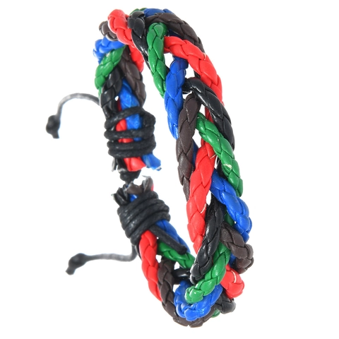 Bohemian Handmade Braided Artificial Leather Bracelet Adjustable Multicolor Woven Punk Wristband Fashion Jewelry Unisex