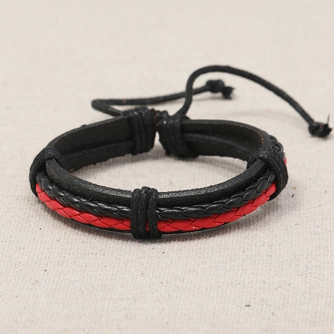 Vintage Geflochtenes Rindsleder Armband Für Damen Herren Verstellbarer Wachsfaden PU Leder Handgeflochtener Punk Schmuck
