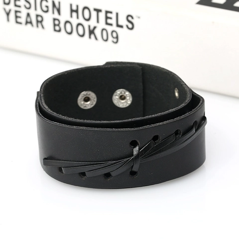 Men's Punk Vintage Wide Braided Cowhide Leather Bracelet Retro Woven Cross Strap Wristband Cuff Bangle Adjustable Jewelry