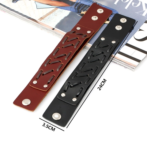 Bracciale in Pelle Vintage Punk per Uomo Donna Largo Multistrato Intrecciato Biker Rock Gioielli Cinturino in Pelle Cowhide