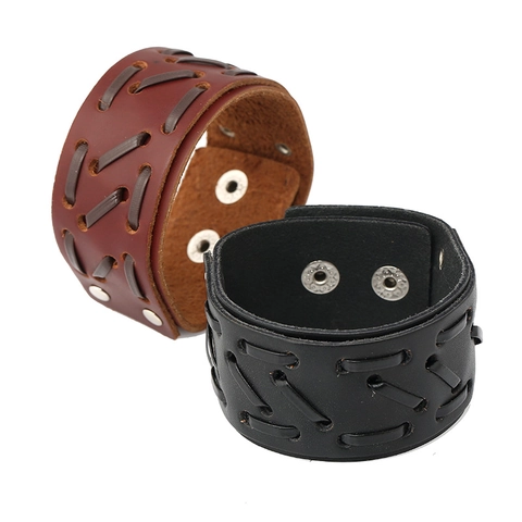 Bracciale in Pelle Vintage Punk per Uomo Donna Largo Multistrato Intrecciato Biker Rock Gioielli Cinturino in Pelle Cowhide