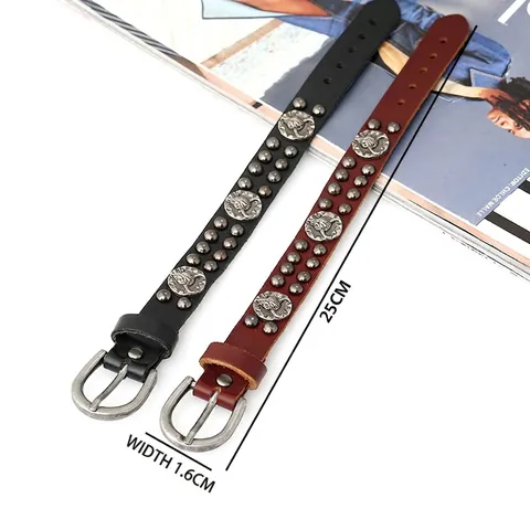 Vintage Punk Leather Bracelet Bull Skull Metal Rivet Studded Adjustable Wristband For Men Women Rock Gothic Jewelry