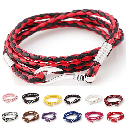 Vintage Nautisches Mehrlagiges PU-Leder Geflochtenes Armband Mit Legierung Fischhakenverschluss Unisex Fashion Wrap Schmuck