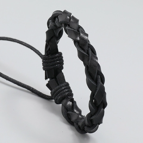 Vintage Geflochtenes Rindsleder Armband Für Herren Damen Verstellbare Wachsschnur Gewebt Punk Stil Handgefertigtes Armband Schmuck