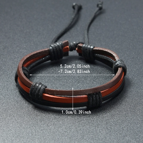 Bracelet en Cuir de Vache Tressé à la Main Vintage Pour Hommes Unisexe Bracelet en Cuir Réglable Multicouche Bijoux Punk Décontractés