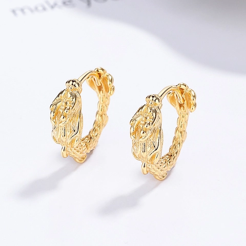 925 Sterling Silver Dragon Hoop Earrings For Women Chinese Style Vintage Animal Zodiac Electroplated Fashion Jewelry Gift