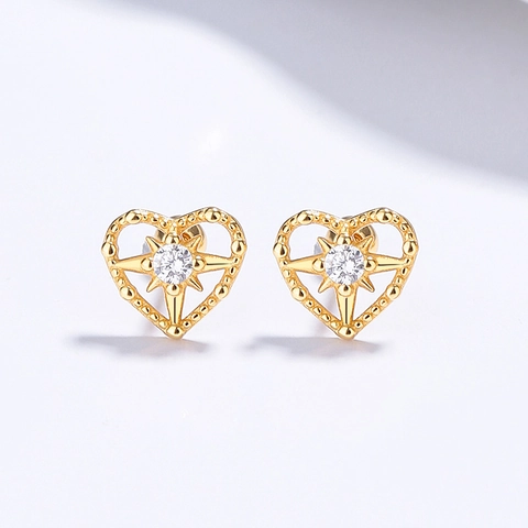 925 Sterlingsilber Herz Sternenregen Schraubverschluss Ohrstecker Für Damen Strass Eingelegt Mode Piercing Schmuck Zubehör