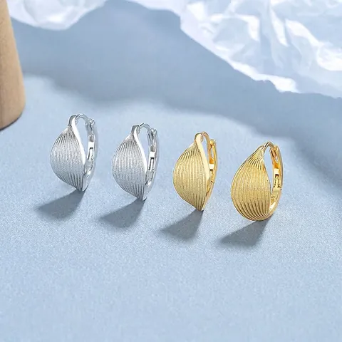 925 Sterlingsilber Blatt Creolen Für Damen Gold Platin Überzogen Zirkonia Eingelegt Frisch Botanisch Ohrring Schmuck