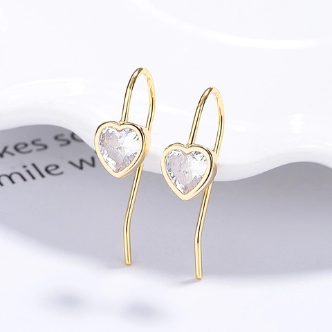 925 Sterling Silver Heart Zirconia Hook Earrings For Women Minimalist Elegant Dangle Earrings Fashion Jewelry Anniversary Gift
