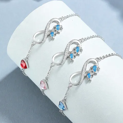 Bracciale Infinito a Cuore in Argento Sterling 925 con Zirconia Intarsiata Ciondolo Tartaruga Marina Gioielli Regalo per Donna