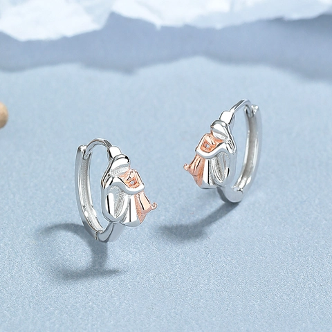 925 Sterling Zilveren Oorknopjes Met Knuffelende Menselijke Figuren Tweekleurig Roségoud Zilver Plated Abstracte Kunst Sieraden Dames
