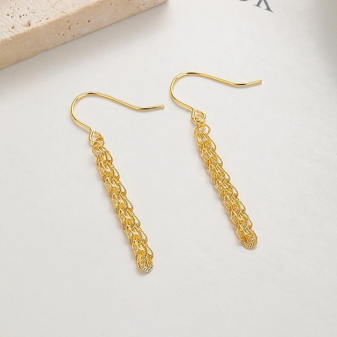 925 Sterling Silver Phoenix Tail Tassel Ear Hooks For Women Long Chain Ear Threads Personality Geometric Gold Silver Earrings Jewelry Gift