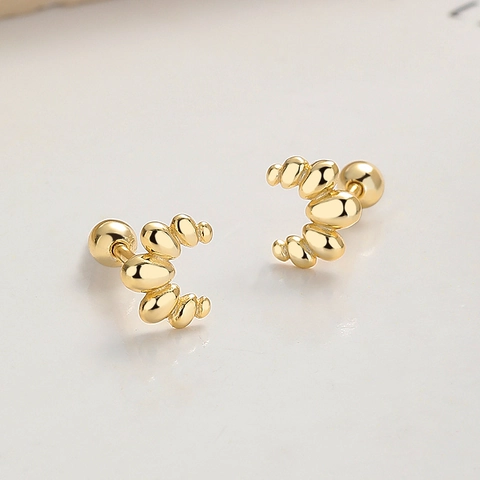 Pendientes de Botón Croissant de Plata de Ley 925 para Mujer Minimalistas Geométricos con Cierre de Rosca Joyería de Moda Regalo