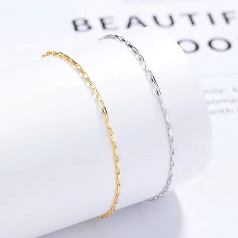 Minimalist 925 Sterling Silver Square Buckle Link Chain Bracelet For Women Adjustable Heart Pendant Fashion Jewelry